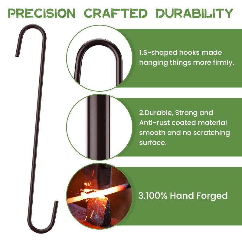 CMYK 6 Pack heavy duty s hooks,Brown strong metal big hooks for hanging plants or large items as potted plants,garden tools,bird cages,animal feeders - Image 5